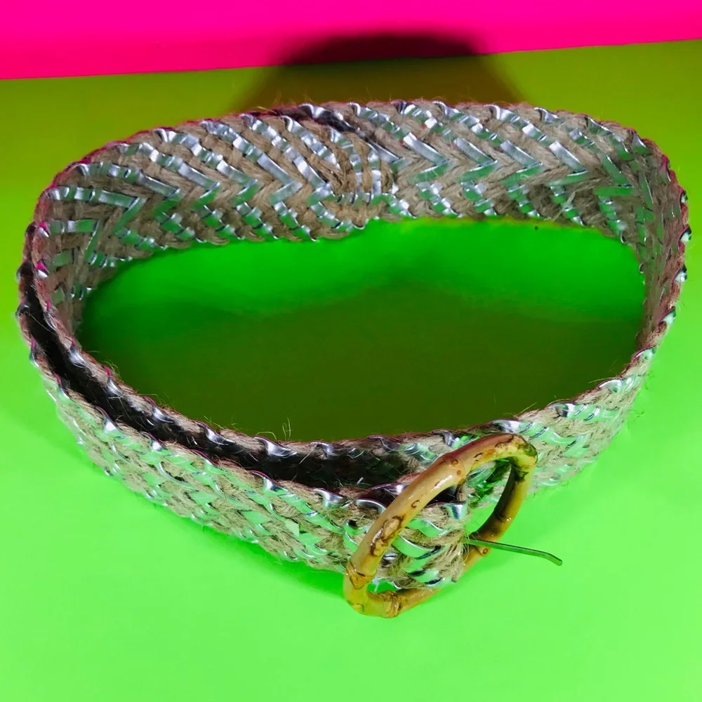 Metallic Silver Braided Vintage Deadstock Belt